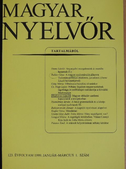 Balázs Géza - Magyar Nyelvőr 1999. január-március [antikvár]