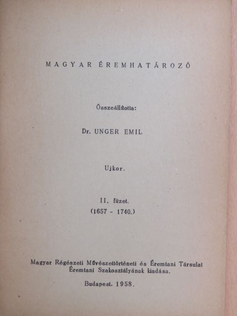 Magyar éremhatározó II. [antikvár]
