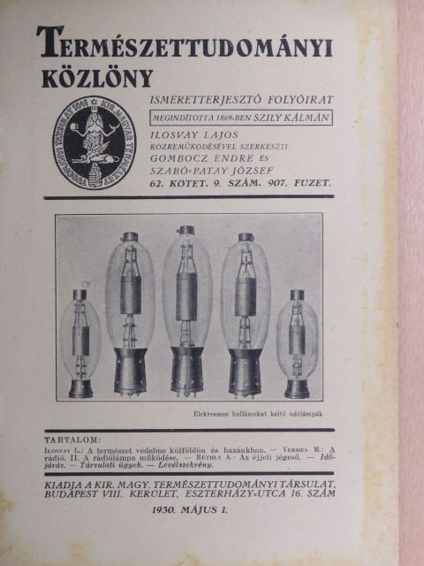 Dr. Ilosvay Lajos - Természettudományi Közlöny 1930. május 1. [antikvár]