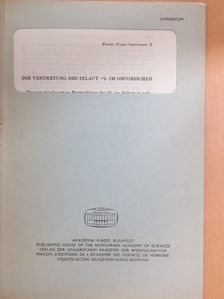 Vértes Edit - Die Vertretung des Inlaut -*k- im Obugrischen [antikvár]