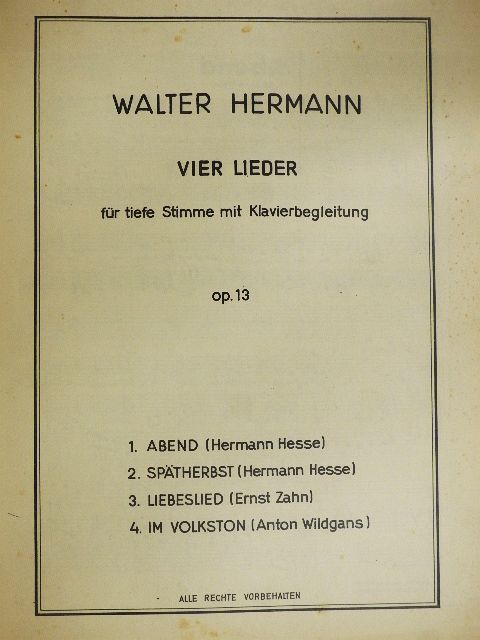 Anton Wildgans - Walter Hermann Vier Lieder [antikvár]