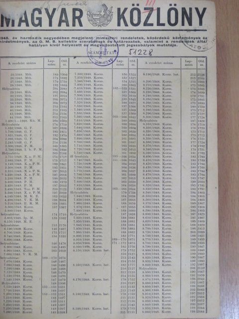Magyar Közlöny 1948. (nem teljes évfolyam) [antikvár]