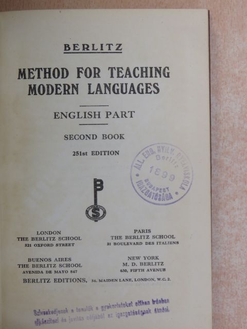 M. D. Berlitz - Method for Teaching Modern Languages II. [antikvár]