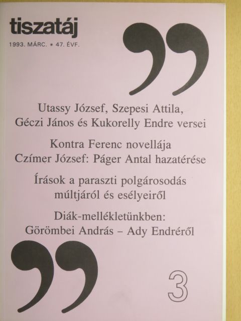 Banner Zoltán - Tiszatáj 1993. március [antikvár]