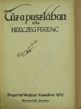 Herczeg Ferenc - Tűz a pusztában [antikvár]