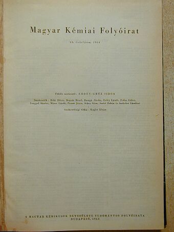 Magyar Kémiai Folyóirat 1960. január-december [antikvár]