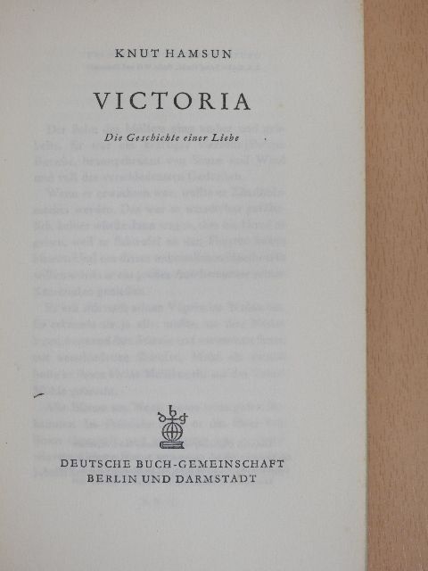 Knut Hamsun - Victoria [antikvár]