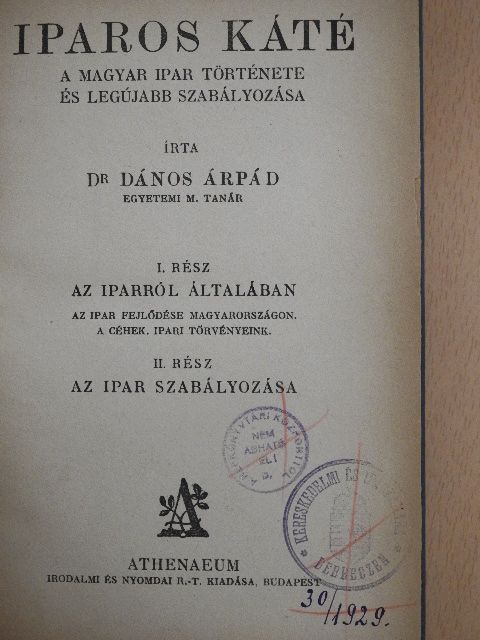 Dr. Dános Árpád - Iparos káté [antikvár]