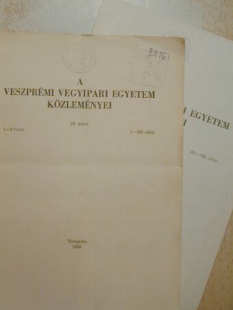 Badacsonyi T. - A Veszprémi Vegyipari Egyetem közleményei 10. kötet 1-4. füzet [antikvár]