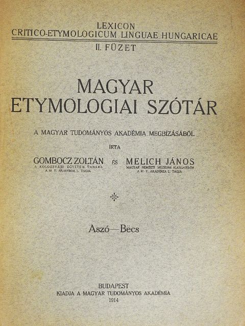 Gombocz Zoltán - Magyar etymologiai szótár II. (töredék) [antikvár]