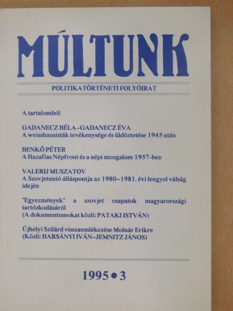Benkő Péter - Múltunk 1995/3. [antikvár]