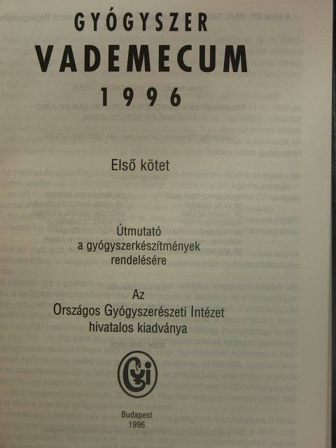 Gyógyszer vademecum 1996. I. (töredék) [antikvár]