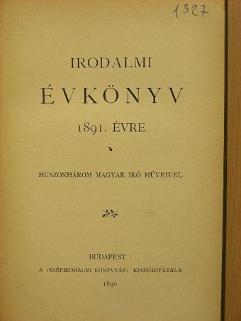 Abonyi Árpád - Irodalmi évkönyv 1891. évre [antikvár]