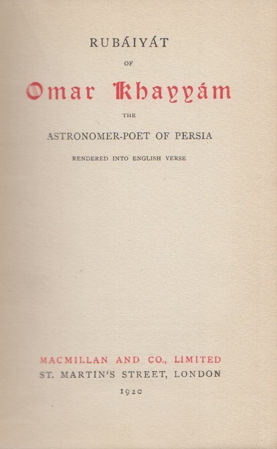 KHAYYAM, OMAR - Rubáiyát of Omar Khayyám [antikvár]