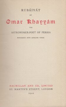 KHAYYAM, OMAR - Rubáiyát of Omar Khayyám [antikvár]