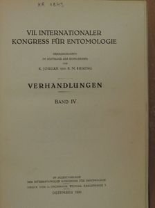 Carl Börner - VII. Internationaler Kongress für Entomologie IV. [antikvár]