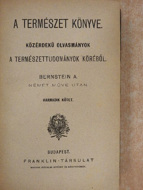 Berstein A. - A természet könyve III. (töredék) [antikvár]