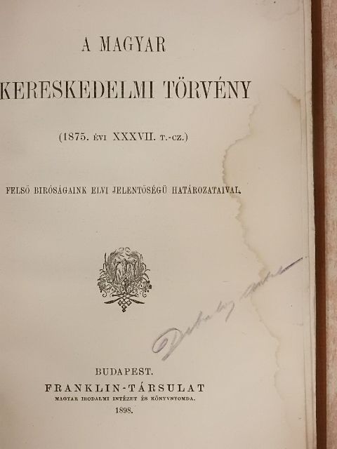 A magyar kereskedelmi törvény [antikvár]