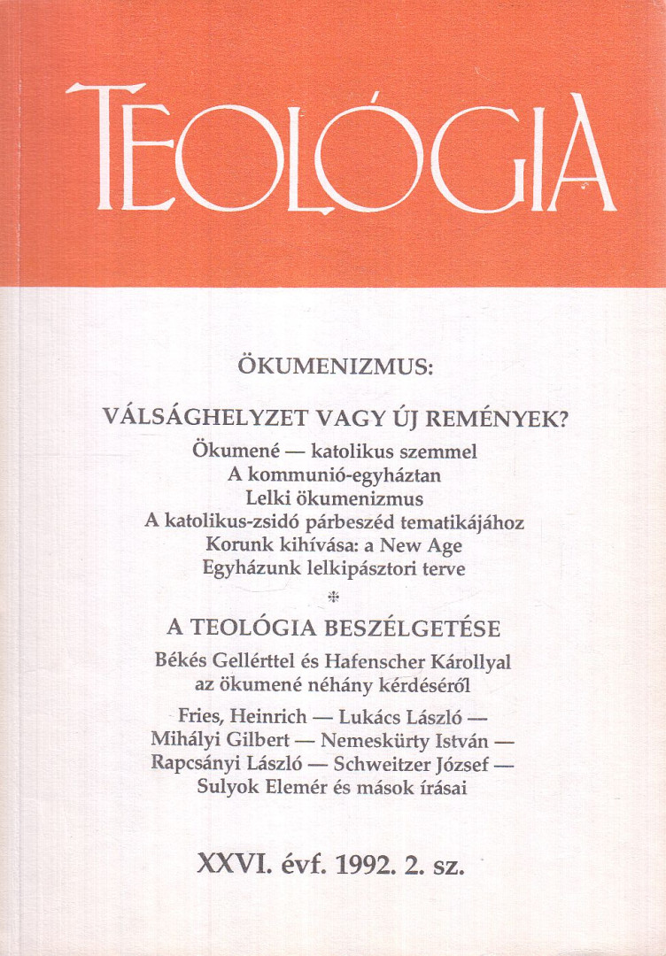 SZENNAY ANDRÁS - Teológia 1992/2. [antikvár]