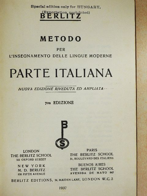 Metodo per l'Insegnamento delle Lingue Moderne - Parte Italiana [antikvár]