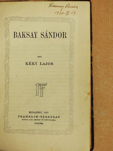 Kéky Lajos - Baksay Sándor [antikvár]