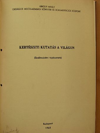 Kertészeti kutatás a világon [antikvár]