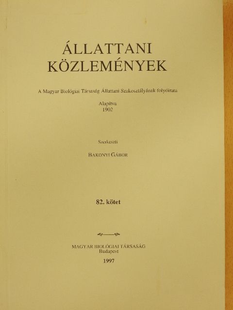 Andrássy István - Állattani Közlemények 82. [antikvár]