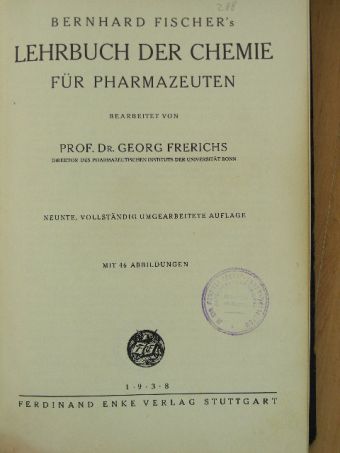 Bernhard Fischer - Lehrbuch der Chemie für Pharmazeuten [antikvár]