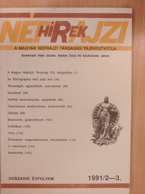 Néprajzi Hírek 1991/2-3. [antikvár]