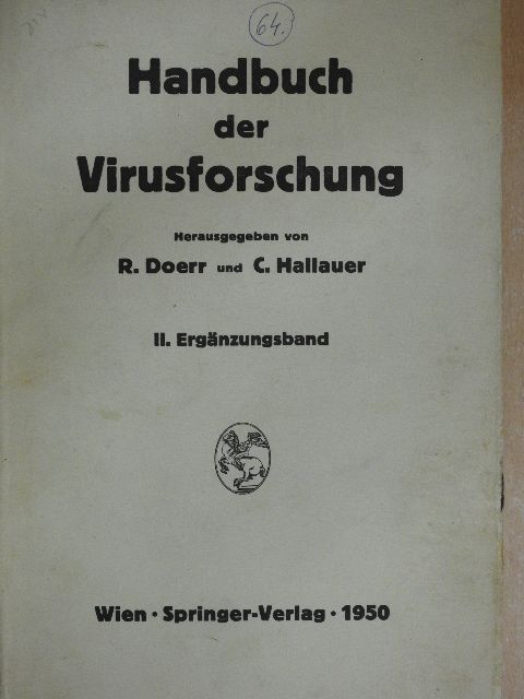 A. E. Feller - Handbuch der Virusforschung - II. Ergänzungsband [antikvár]