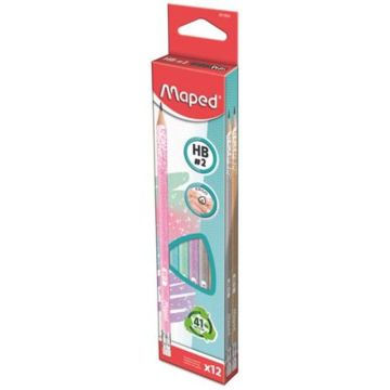 Maped: Csillogó háromszög alakú grafitceruza radírral, HB - 12 db