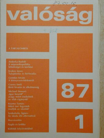 Andorka Rudolf - Valóság 1987. január [antikvár]