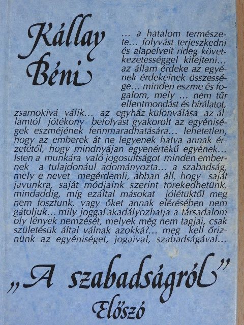 Kállay Béni - "A szabadságról"/Előszó [antikvár]