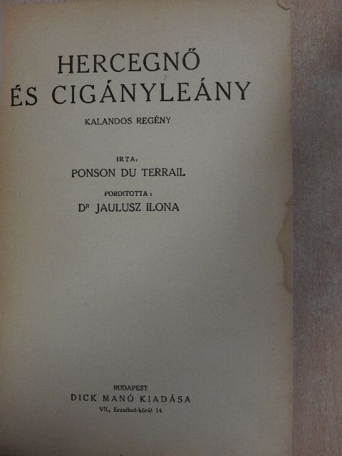 Dr. Jaulusz Ilona - Hercegnő és cigányleány [antikvár]