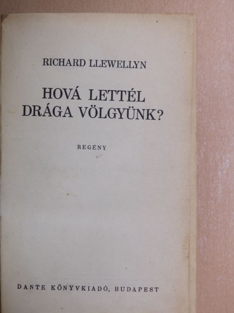 Richard Llewellyn - Hová lettél drága völgyünk? [antikvár]