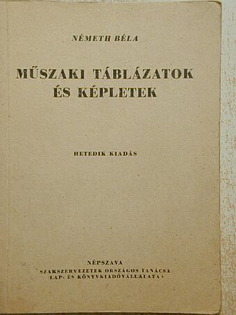 Németh Béla - Műszaki táblázatok és képletek [antikvár]