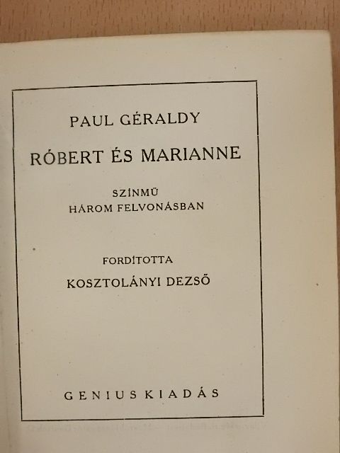 Paul Géraldy - Róbert és Marianne [antikvár]