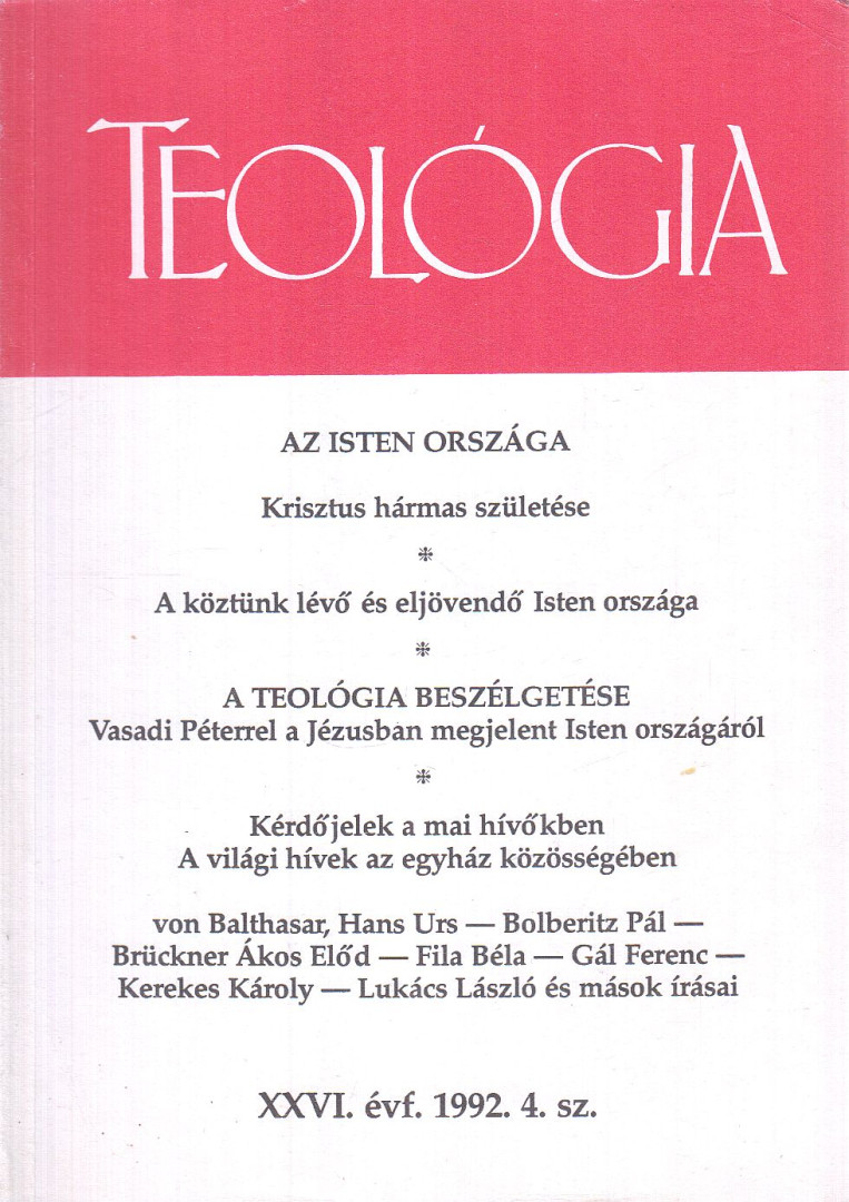SZENNAY ANDRÁS - Teológia 1992/4. [antikvár]