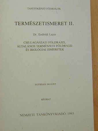 Dr. Endrédi Lajos - Természetismeret II. [antikvár]