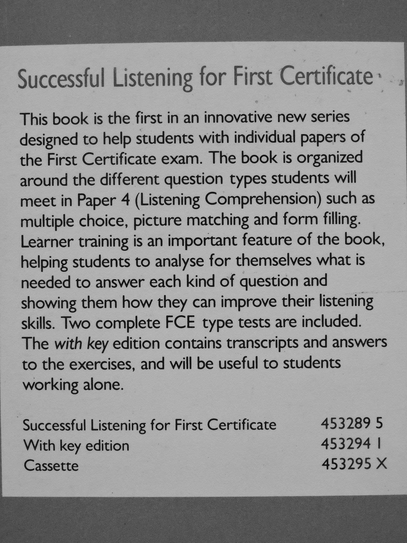 Shelagh Rixon - Successful Listening for First Certificate with key [antikvár]