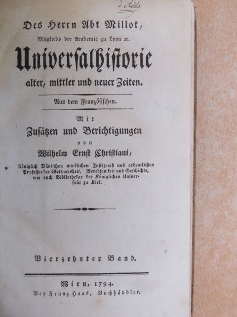 Claude François Xavier Millot - Universalhistorie alter, mittler und neuer Zeiten XIV. (gótbetűs) [antikvár]