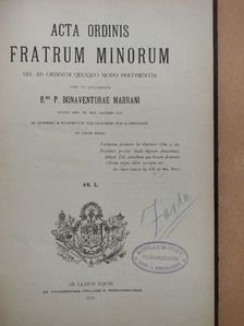 Acta Ordinis Fratrum Minorum Ianuarii-Decembris 1931 [antikvár]