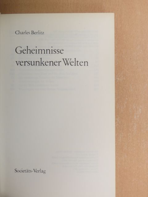 Charles Berlitz - Geheimnisse versunkener Welten [antikvár]