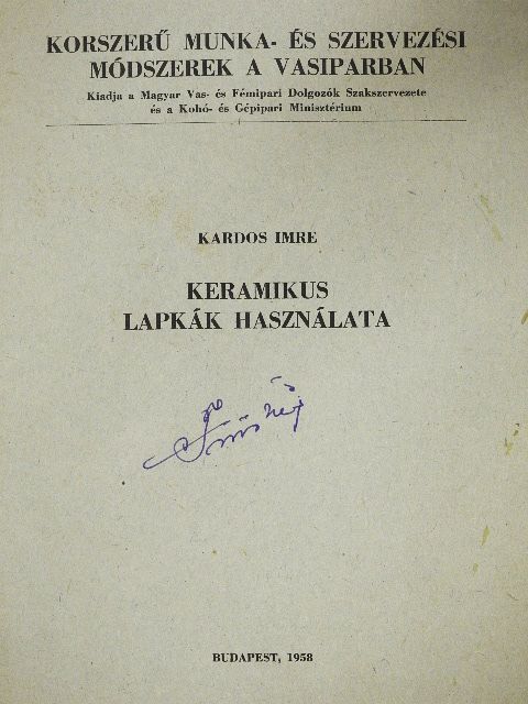 Kardos Imre - Keramikus lapkák használata [antikvár]