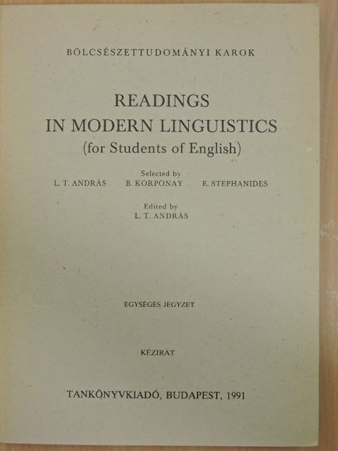 E. P. Hemp - Readings in modern linguistics (for Students of English) [antikvár]