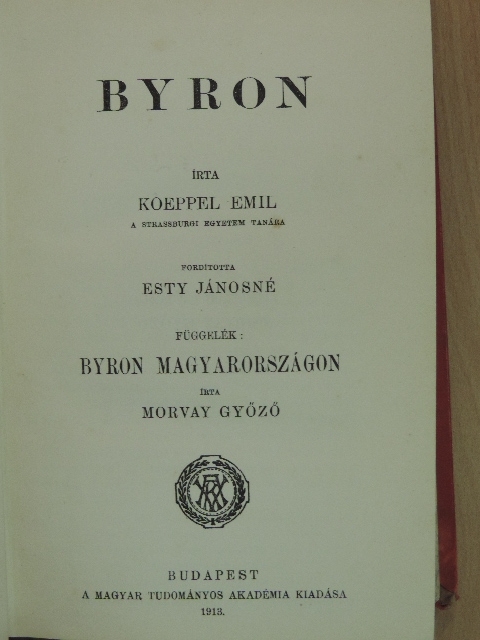 Koeppel Emil - Byron/Byron Magyarországon [antikvár]