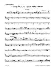 Mozart, Wolfgang Amadeus - KONZERT IN ES FÜR KLAVIER UND ORCHESTER NR.22, KV 482 - VIOLONCELLO E BASSO