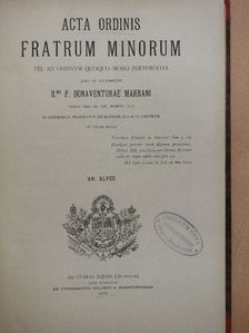 Acta Ordinis Fratrum Minorum Ianuarii-Decembris 1929 [antikvár]