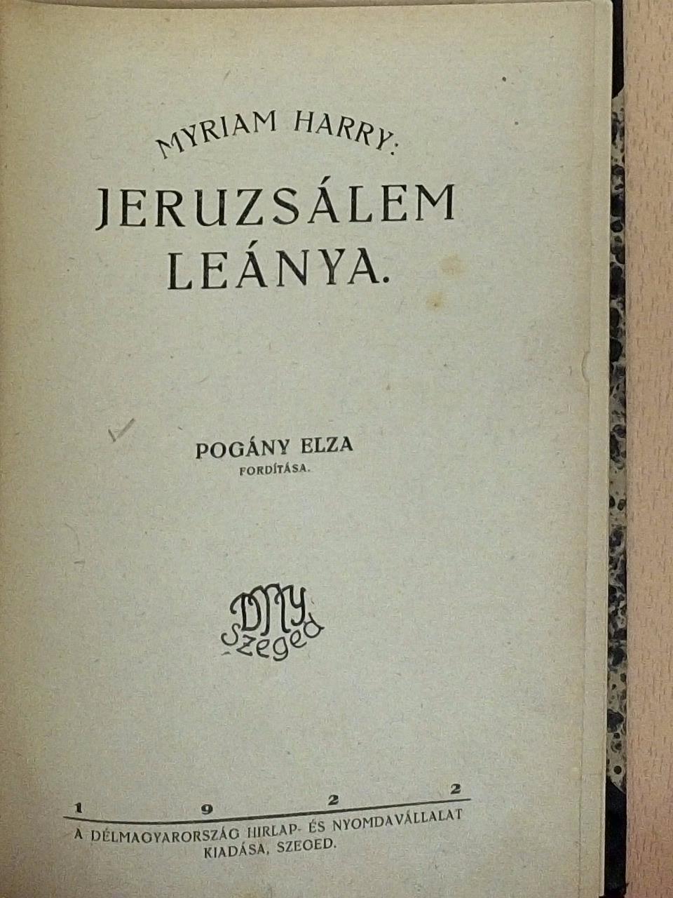 Myriam Harry - Jeruzsálem leánya [antikvár]
