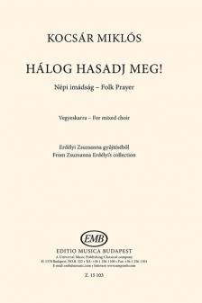 KOCSÁR  MIKLÓS - HÁLOG HASADJ MEG! NÉPI IMÁDSÁG VEGYESKARRA